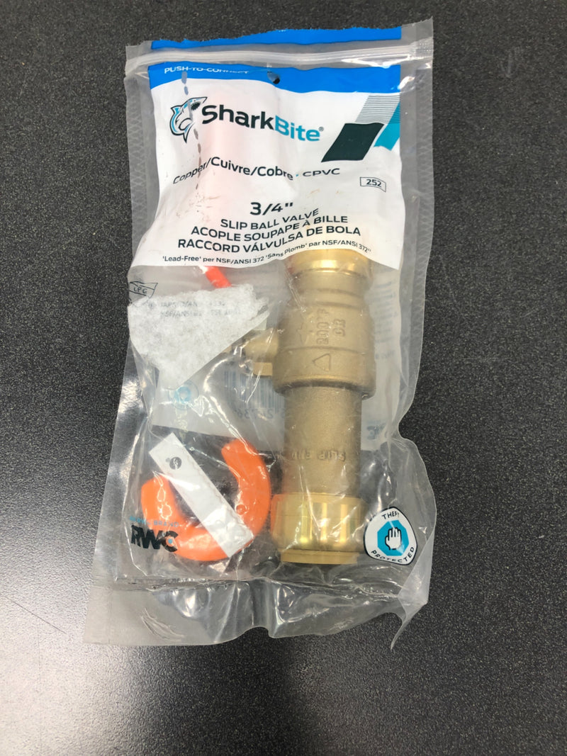 SharkBite 24736LF 3/4" x 3/4" Slip Ball Valve - Brass