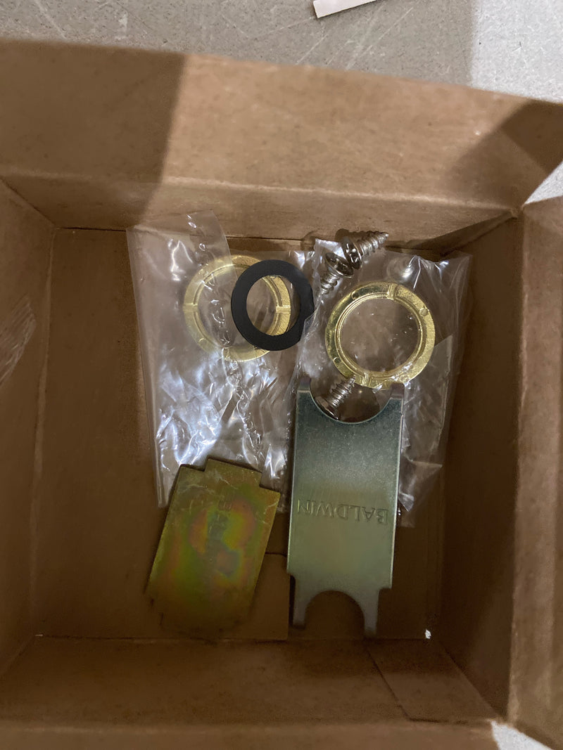 Baldwin 5048 Pair of Estate Rosettes for Passage Functions, Satin Brass and Brown