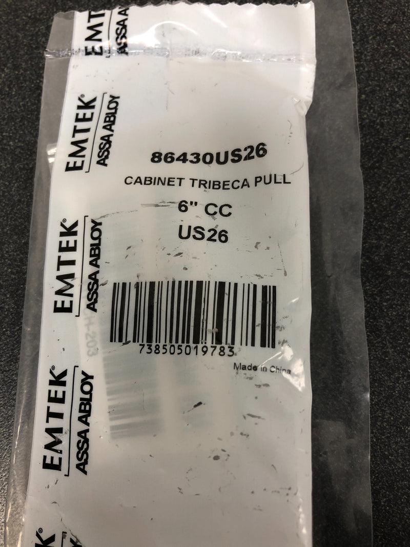 Emtek 86430US26 Tribeca 6 Inch Center to Center Bar Cabinet Pull from the American Designer Collection - Polished Chrome