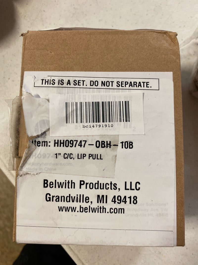 Hickory Hardware HH09747-OBH-10B Pack of 10 - Rockford 1" Center to Center Finger Tab Edge Cabinet Pull / Drawer Pull - Oil-Rubbed Bronze Highlighted