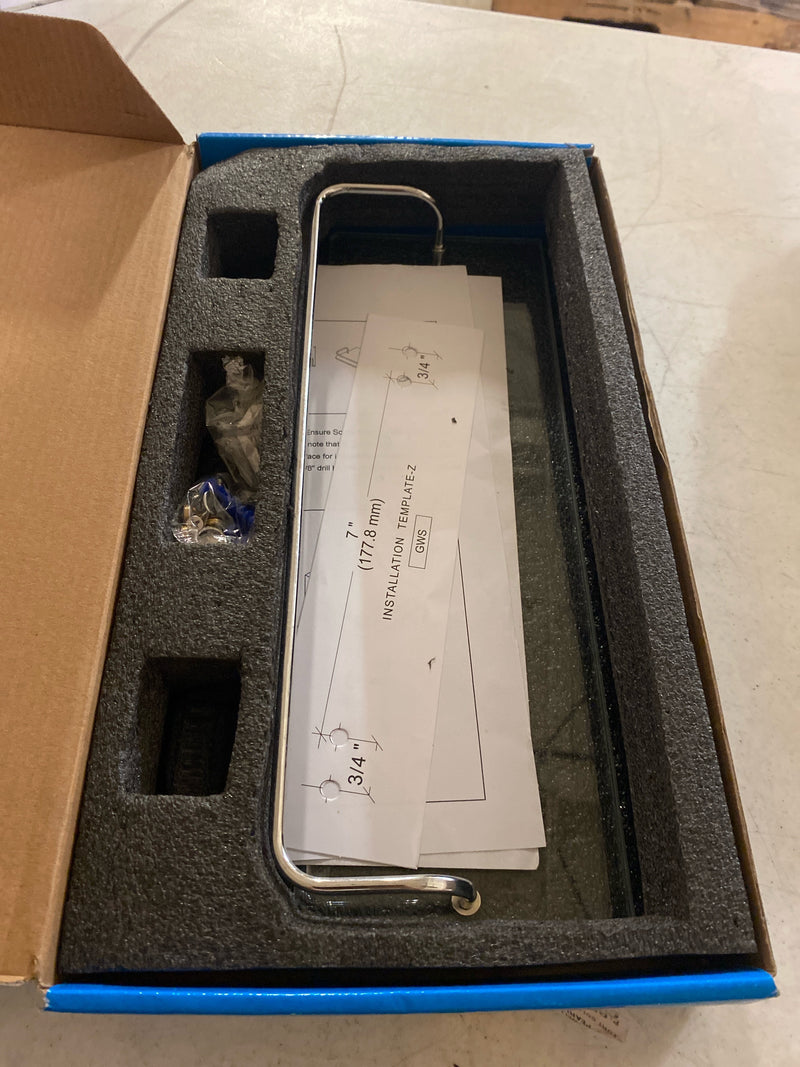 Modona GWS-PC 13.75 in. Glass Wall Shelf with Pre-Installed Rail in Polished Chrome