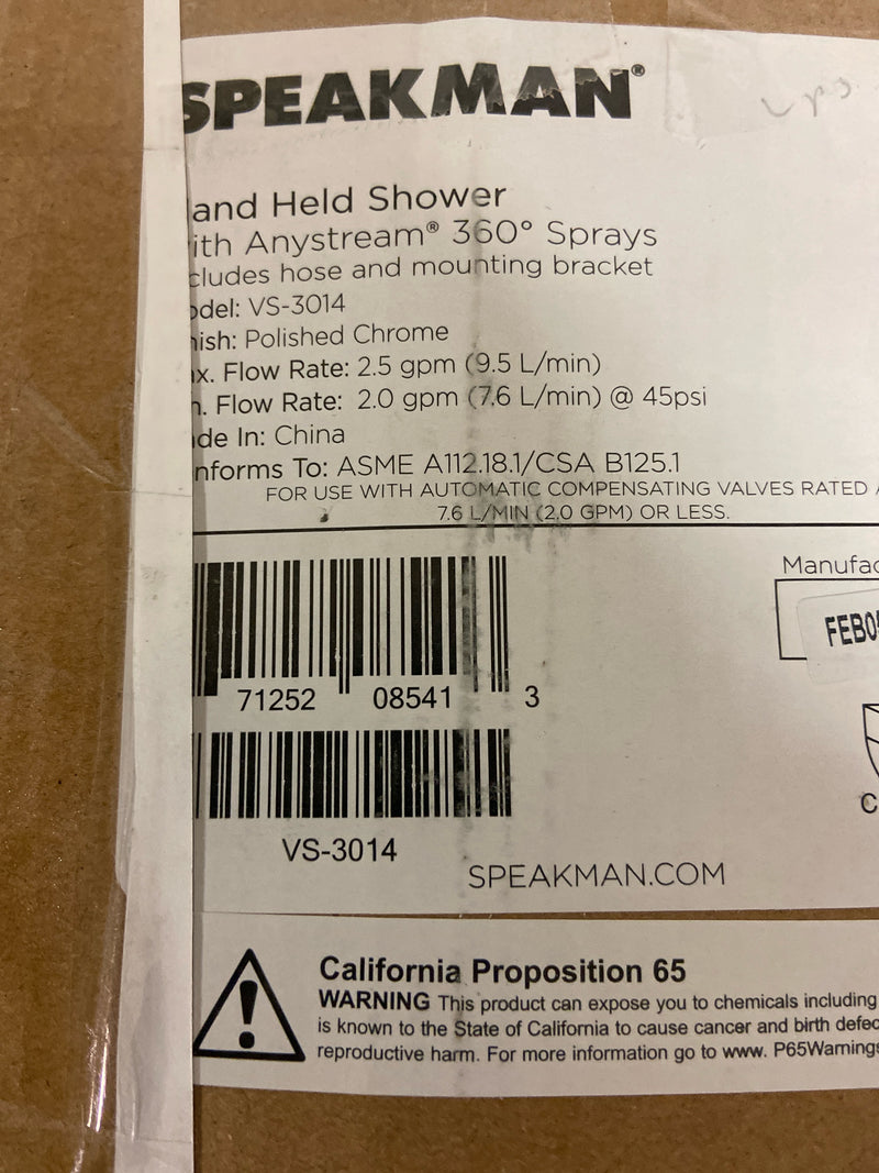 Speakman VS-3014 Caspian 2.5 GPM Multi Function Anystream Personal Hand Shower - Polished Chrome