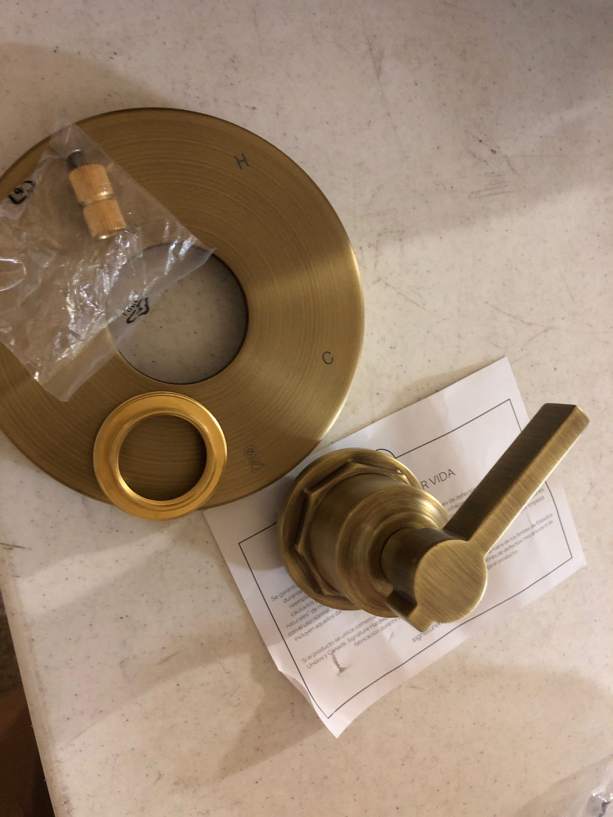 Signature Hardware 485507 Greyfield Pressure Balanced Valve Trim Only - Less Rough-In Valve - Aged Brass