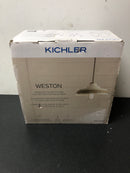 Kichler 82359 Weston 10 in. 1-Light White with Antique Gray and Brushed Nickel Farmhouse Shaded Kitchen Pendant Hanging Light