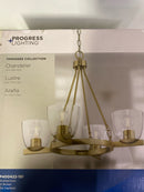Progress Lighting Tamassee Collection 4-Light Brushed Gold Updated Traditional Chandelier with Clear Glass Shades for Dining Room P400422-191