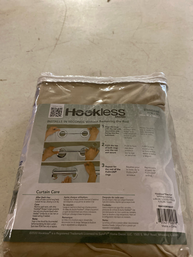 Hookless RBH105MY602ST Simply Solid Stone Microfiber Shower Curtain