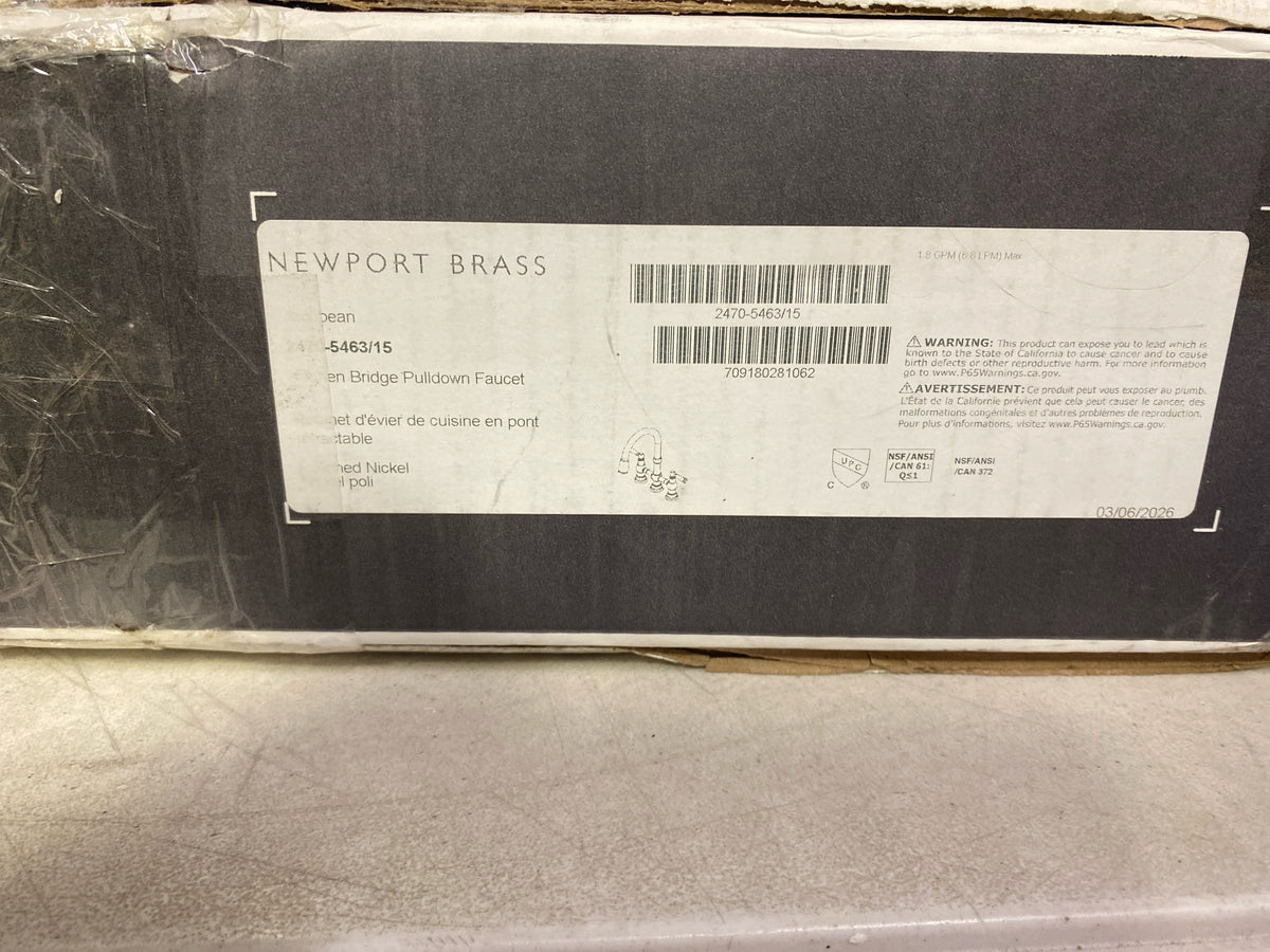 Newport Brass 2470-5463-15 Jacobean 1.8 GPM Widespread Bridge Pull Down Kitchen Faucet - Polished Nickel