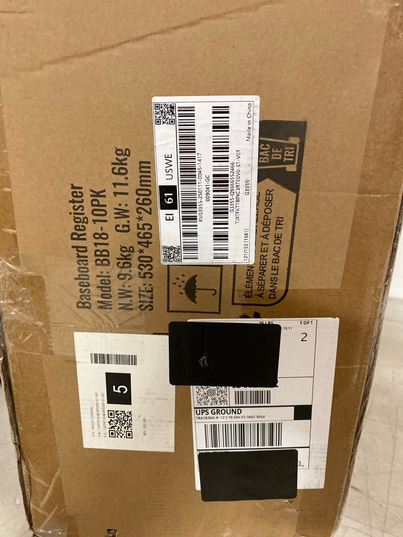 Vevor TJXTFKT18INC3RTE0V0 Floor Registers 18 in. x 5 in. Steel Diffuser Register in White 10-Pack Baseboard Registers Heavy-Duty Floor Vents