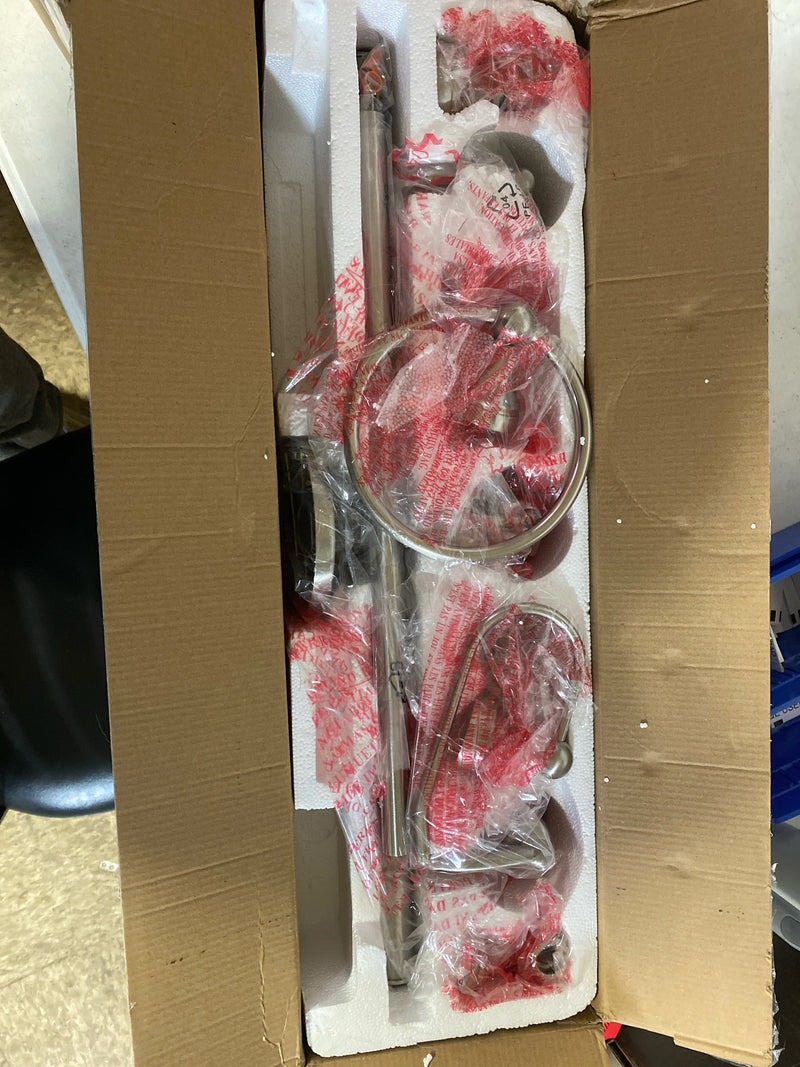 Globe electric 50700 Estoril 24 in. 3-Light Brushed Steel Vanity Light with Frosted Glass Shades for Bathroom, Includes 5-Piece Accessory Set