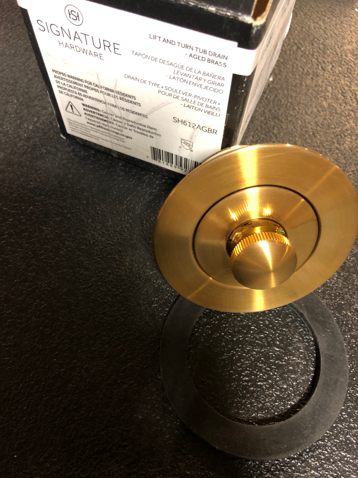 Signature Hardware SH612BG Lift and Turn Tub Drain and Adapter Sleeve - Brushed Gold