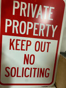 Signmission Private Property Keep Out No Soliciting, 12'' X 18'' 2 Signs, Heavy Gauge Aluminum, 2PK