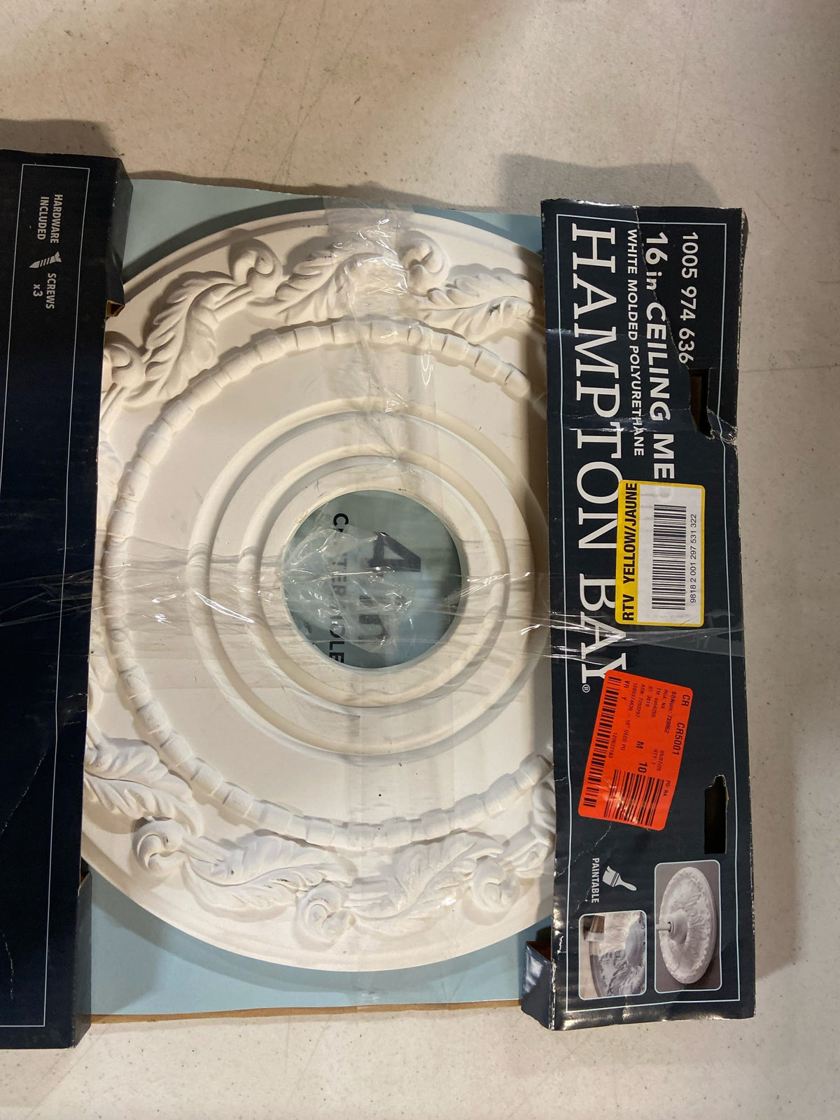 Hampton bay 805124 16 in. White Decorative Ceiling Medallion