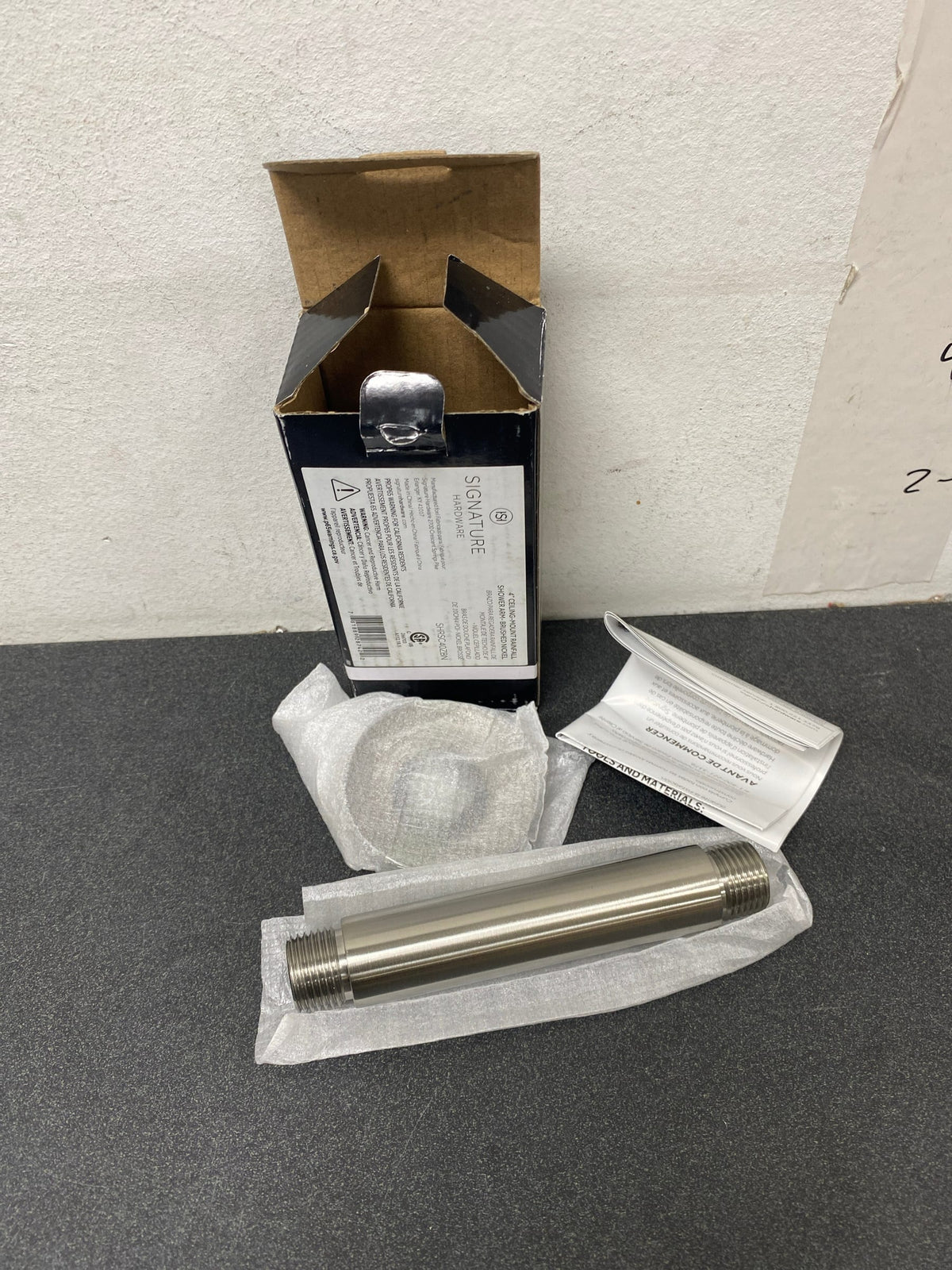 Signature Hardware SHRSC40BN 4" Round Ceiling-Mount Shower Arm - Brushed Nickel