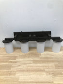 Justice Design Group FSN-8774-10-SEED-DBRZ Fusion 4 Light 29" Wide Bathroom Vanity Light with Cylindrical Seeded Glass Shades - Dark Bronze