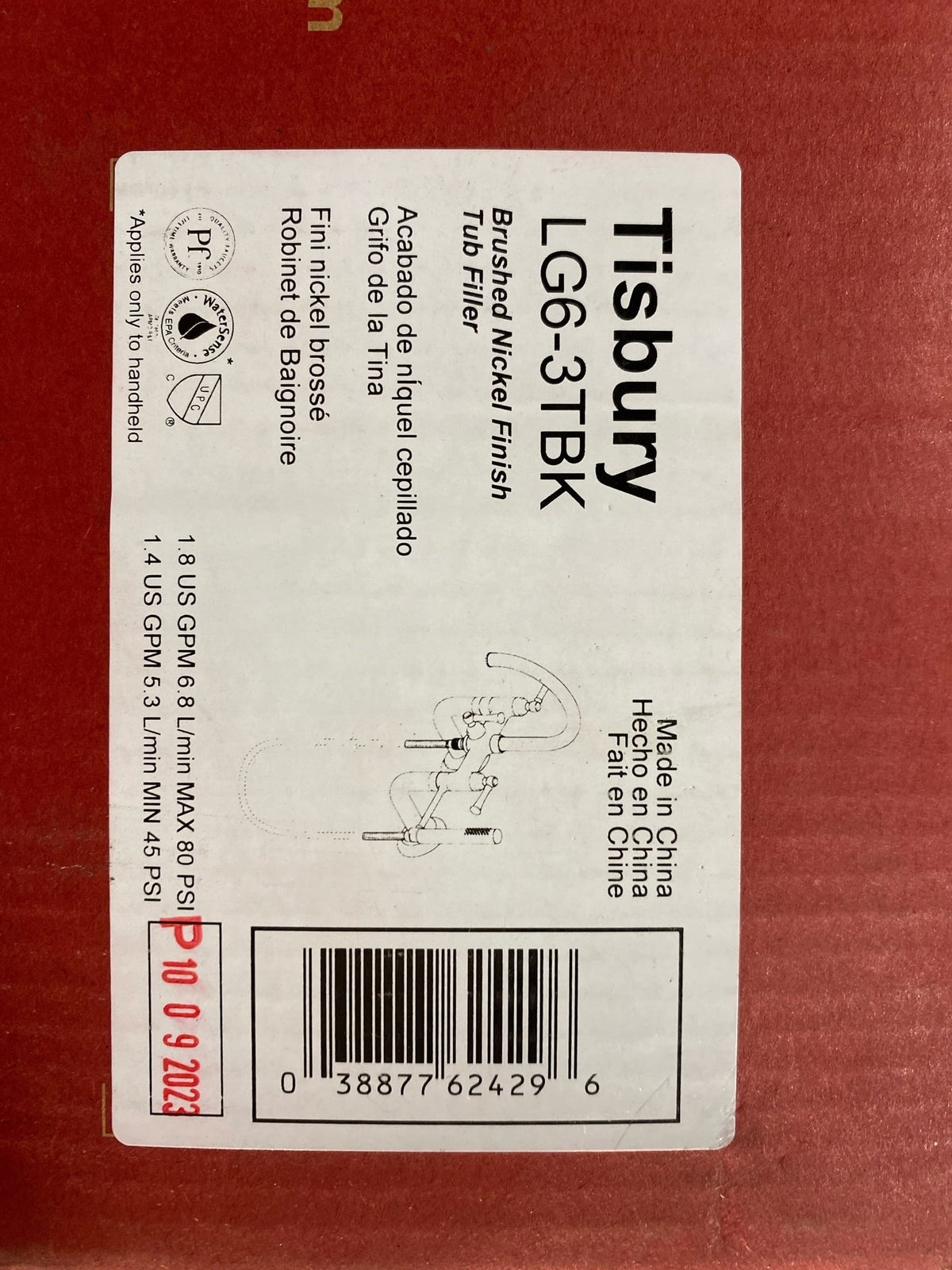 Pfister LG6-3TBK Tisbury Wall Mounted Tub Filler with Built-In Diverter - Includes Hand Shower - Brushed Nickel