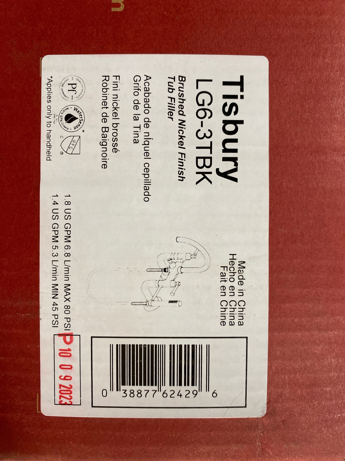 Pfister LG6-3TBK Tisbury Wall Mounted Tub Filler with Built-In Diverter - Includes Hand Shower - Brushed Nickel