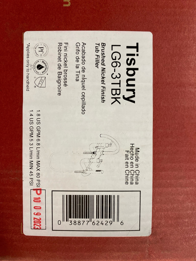 Pfister LG6-3TBK Tisbury Wall Mounted Tub Filler with Built-In Diverter - Includes Hand Shower - Brushed Nickel
