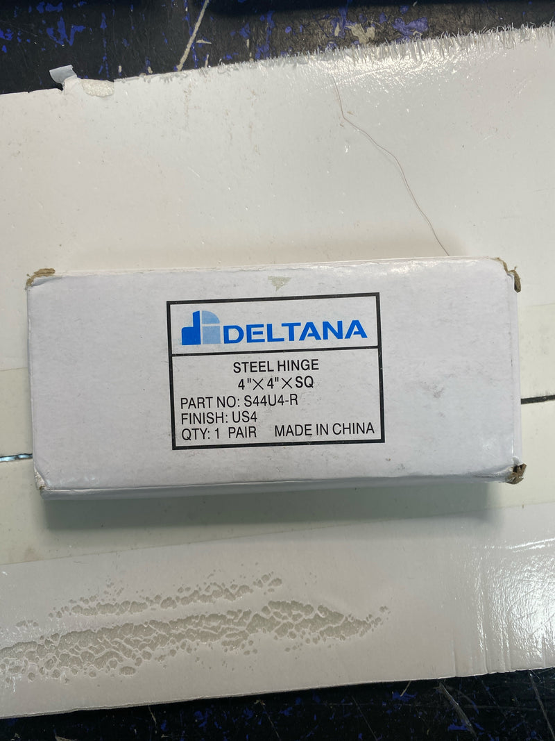 Deltana S44U4-R Steel 4" x 4" Square Corner Plain Bearing Mortise Hinges - Zig Zag - Pair - Satin Brass
