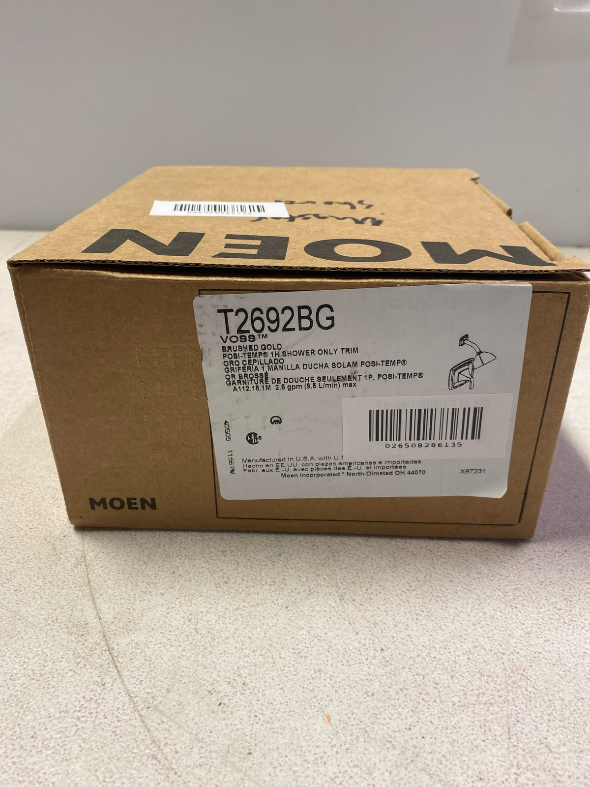 Moen T2692BG Voss Single Handle Posi-Temp Pressure Balanced Shower Trim with Shower Head - Less Valve - Brushed Gold