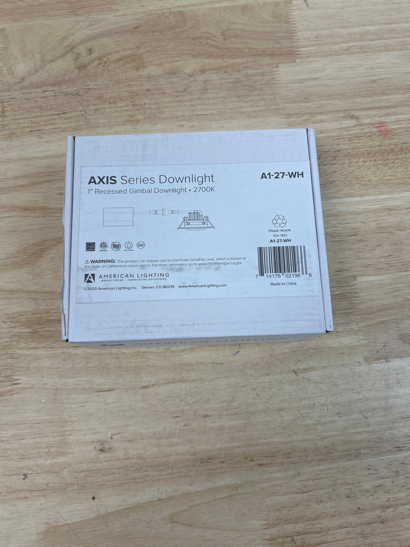 American Lighting A1-27-WH Axis 1'' Recessed Gimbal LED Downlight - 2700K - Bright White