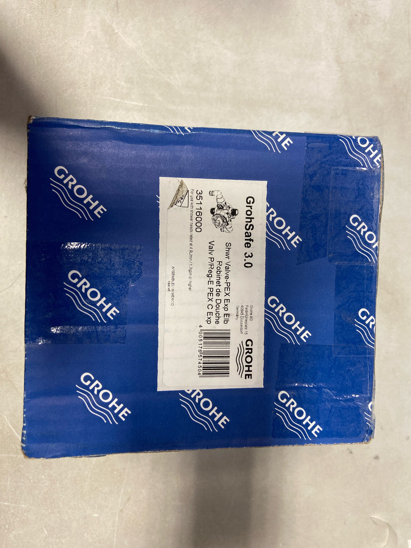 GROHE 35116000 GrohSafe 3.0 Pressure Balance Valve Rough with Flush Plug with Elbows with PEX Cold Expansion Outlets with Service Stops, Unfinished