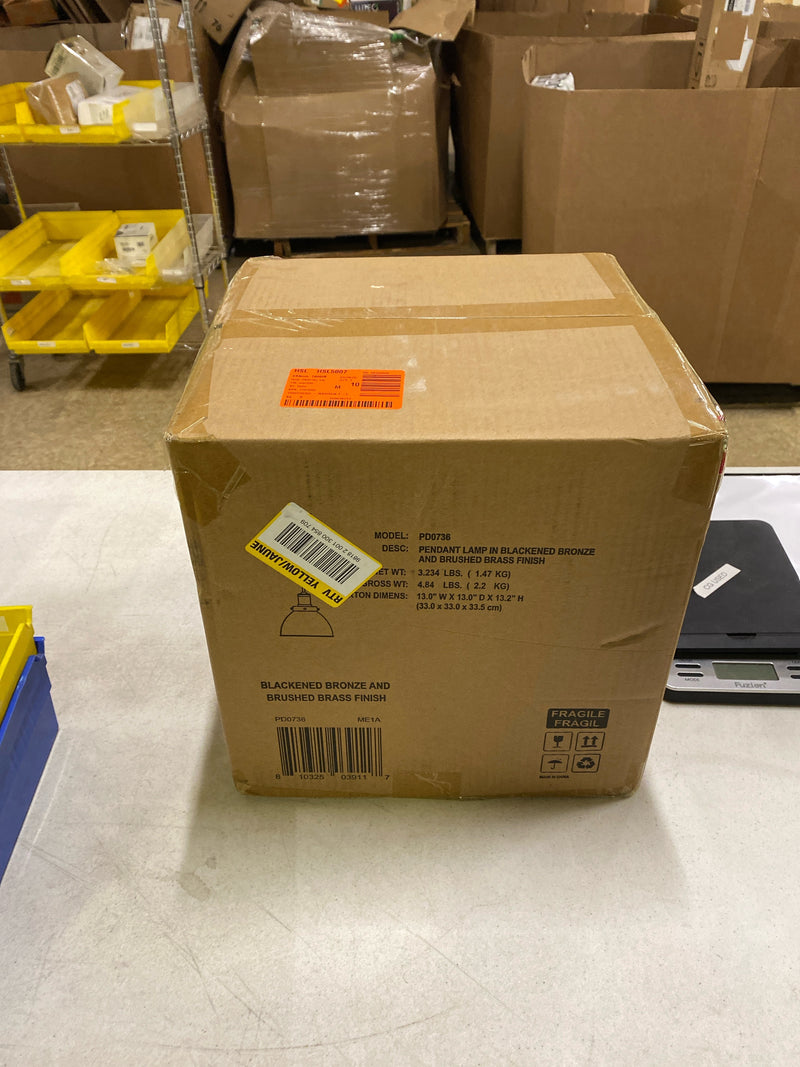 Evelyn&Zoe 12" Brass Metal Pendant