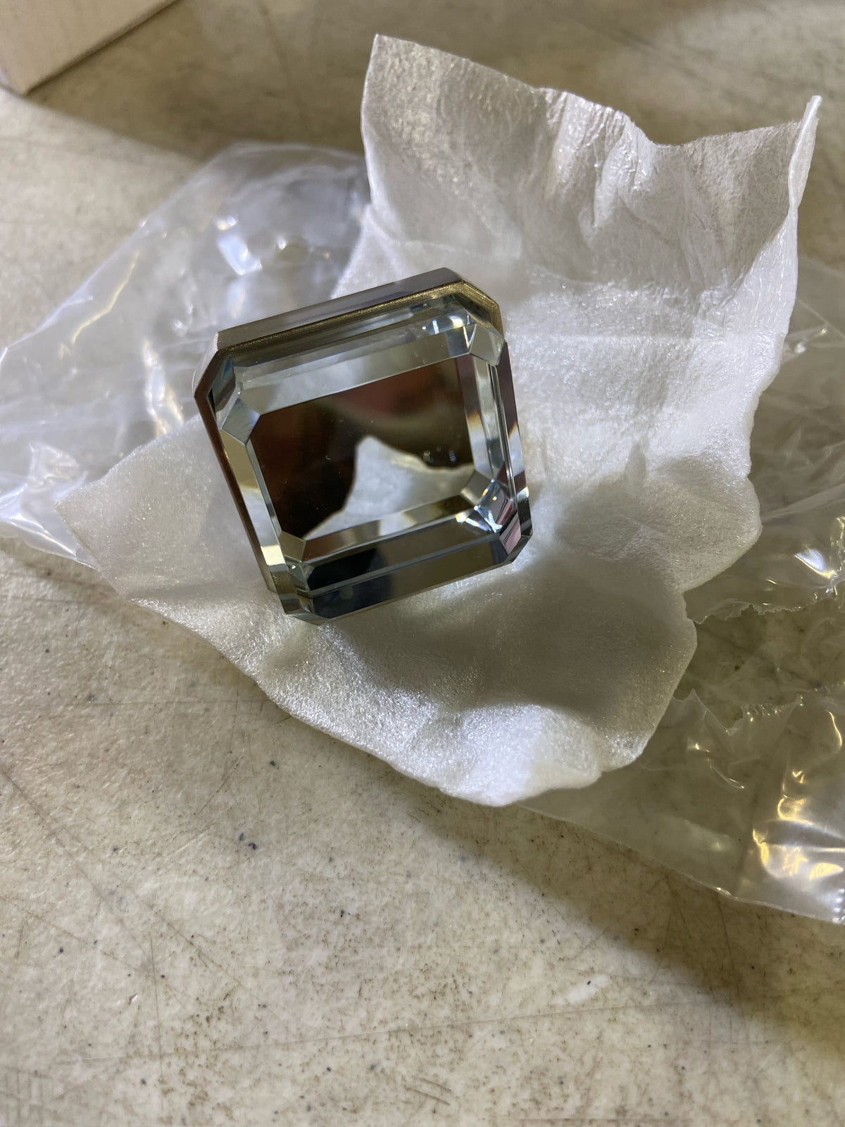 Amerock BP36975CG10 Glacio 1-3/8 Inch Square Cabinet Knob - Clear / Satin Nickel