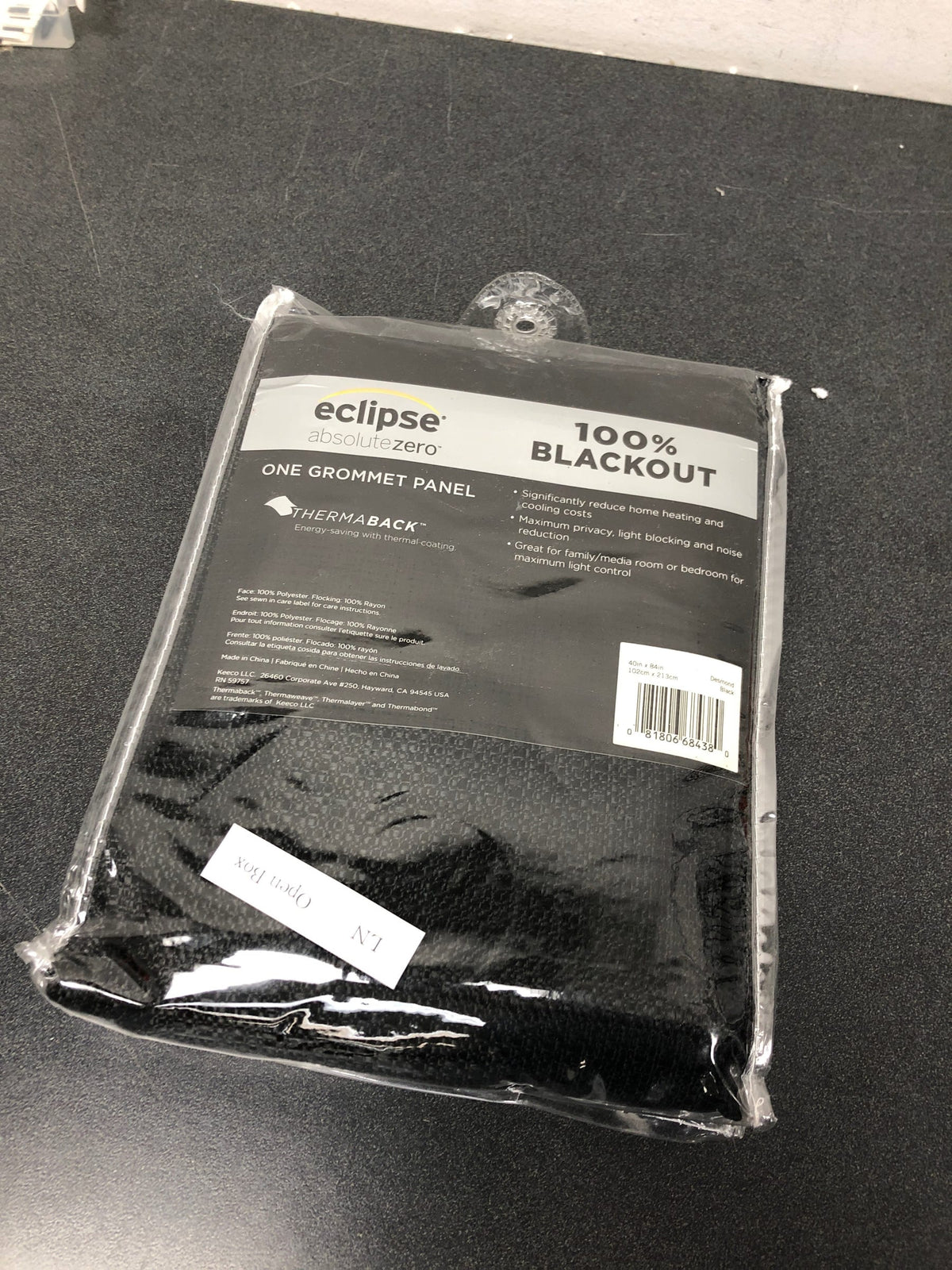 Eclipse D68-4688 Desmond Black Solid Polyester 84 in. L x 40 in. W Blackout Grommet Curtain