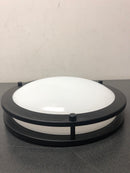 Hampton bay HB1023C-43 Flaxmere 12 in. Matte Black Dimmable Integrated LED Flush Mount Ceiling Light with Frosted White Glass Shade
