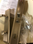 Signature Hardware 479126 Aurick Left Handed Solid Brass Keyed Entry Door Lever Set with 2-3/8" Backset - Satin Nickel