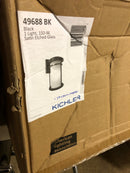 Kichler Toman 1 Light Outdoor Wall Mount in a Deep Black Finish with Clear Seeded Glass Shade for Entry Doors and Garage Doors, (20" H x 11" D x 10" W), 49688BK