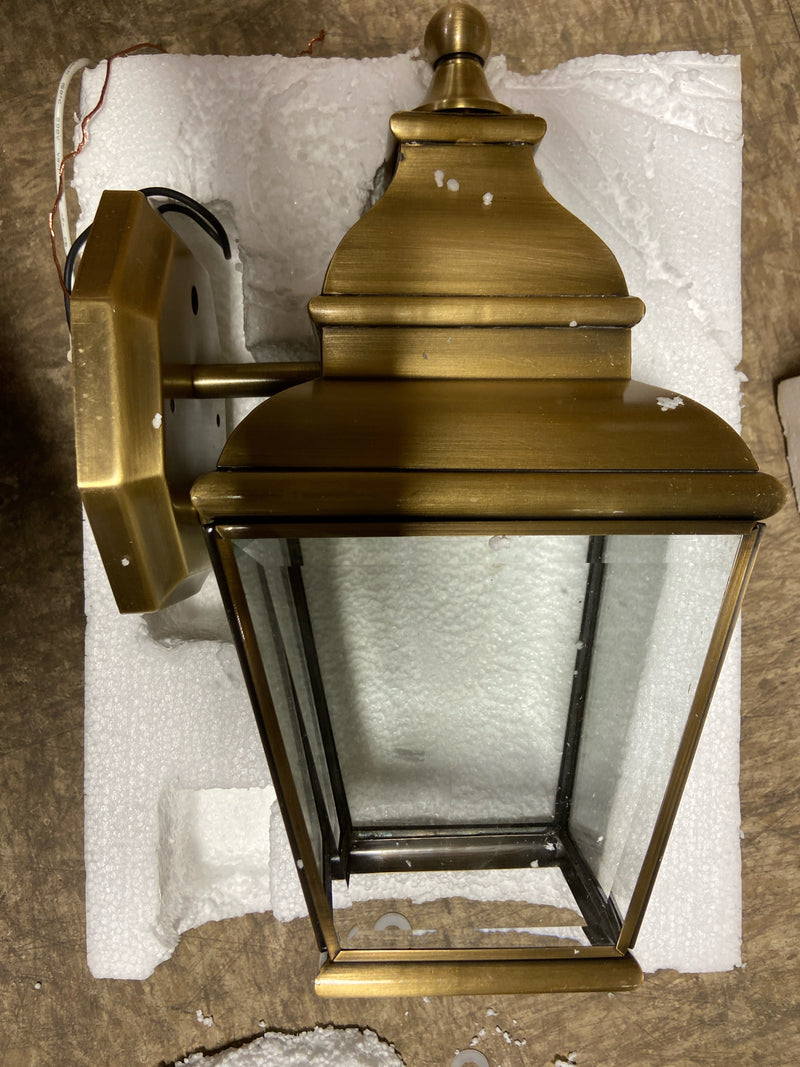 Livex Lighting 2590-01 Exeter Single Light 15-1/2" Tall Outdoor Wall Sconce with Clear Glass Shade - Antique Brass