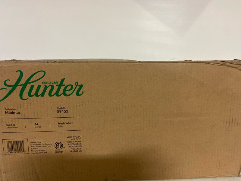 Hunter 59452 Minimus 44" 3 Blade Indoor Hugger Ceiling Fan with Remote Control and LED Light Kit Included - Fresh White