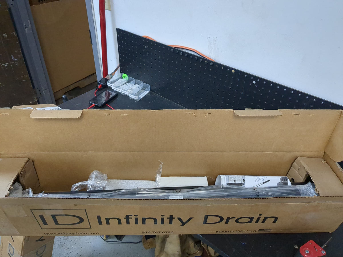 Infinity Drain S-LTIF 6536 BK 36" S-PVC Series Low Profile Complete Kit with 2 1/2" Tile Insert Frame in Matte Black