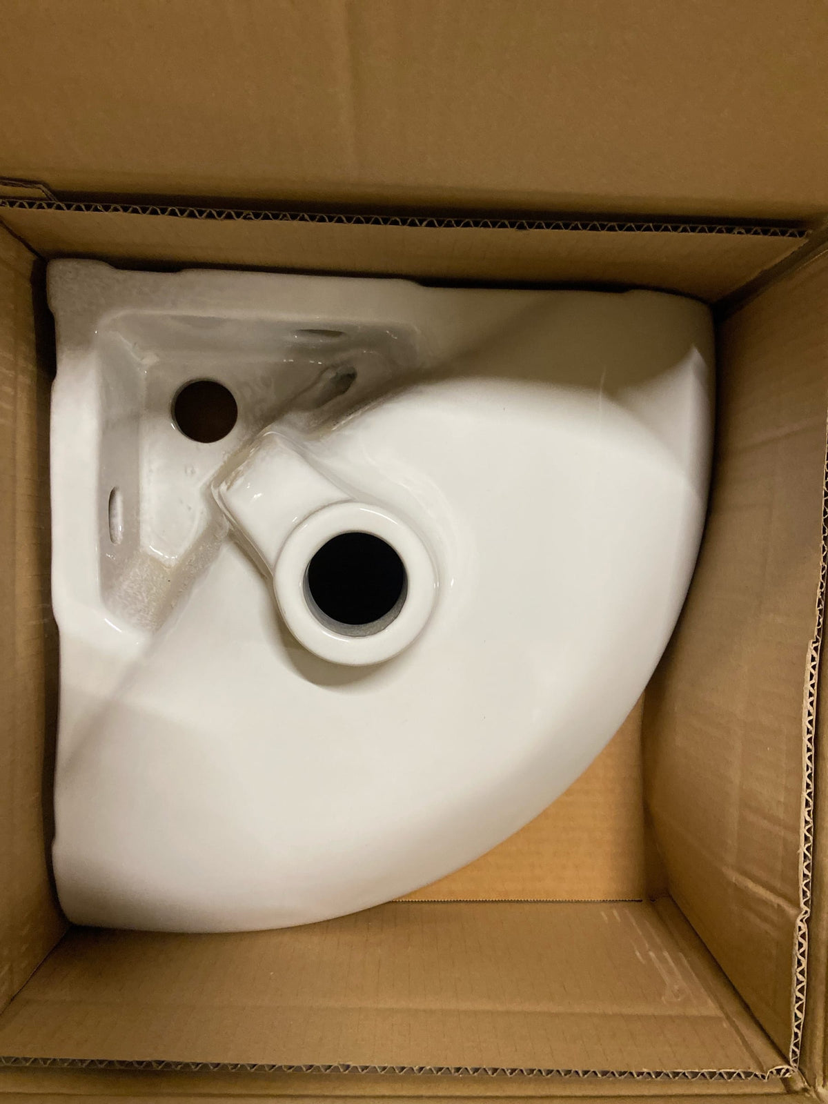 Signature Hardware 484431 Point Roberts 20" Porcelain Wall-Mounted Corner Bathroom Sink with Single Faucet Hole - White