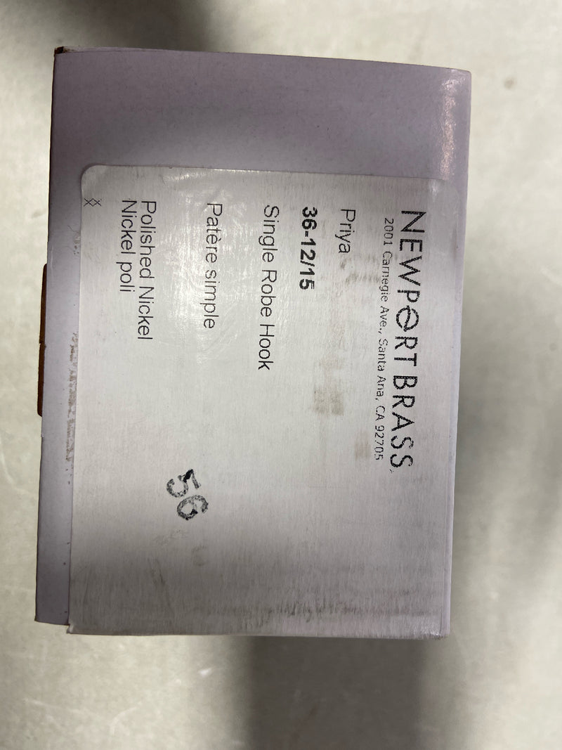 Newport Brass 36-12/15 Priya Single Robe Hook - Polished Nickel