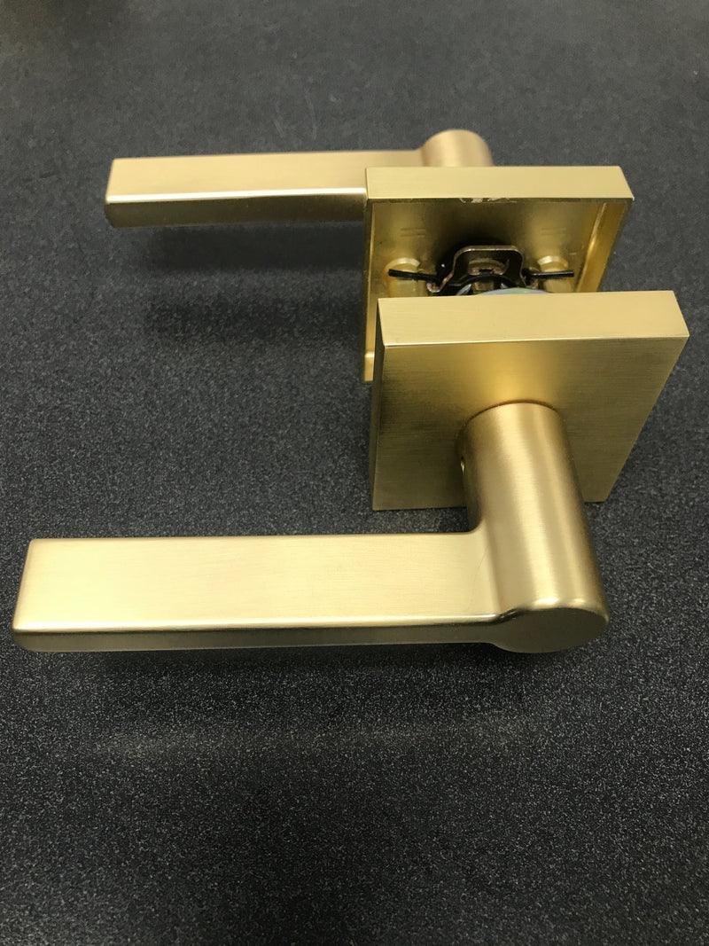 Miseno MLK4022SB Lorton Flat Bar Passage Door Lever Set - Satin Brass