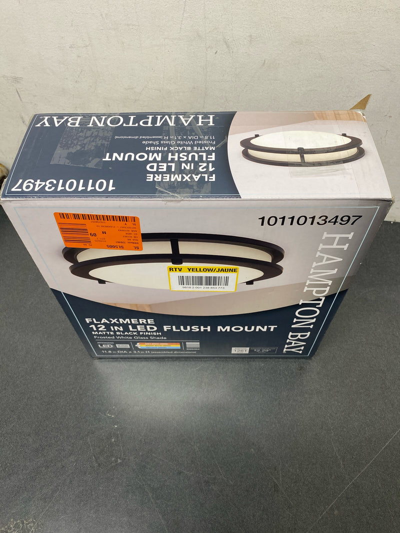 Hampton bay HB1023C3CCT-43 Flaxmere 12 in. Modern Matte Black 3 CCT Integrated LED Flush Mount for Kitchens or Bedrooms