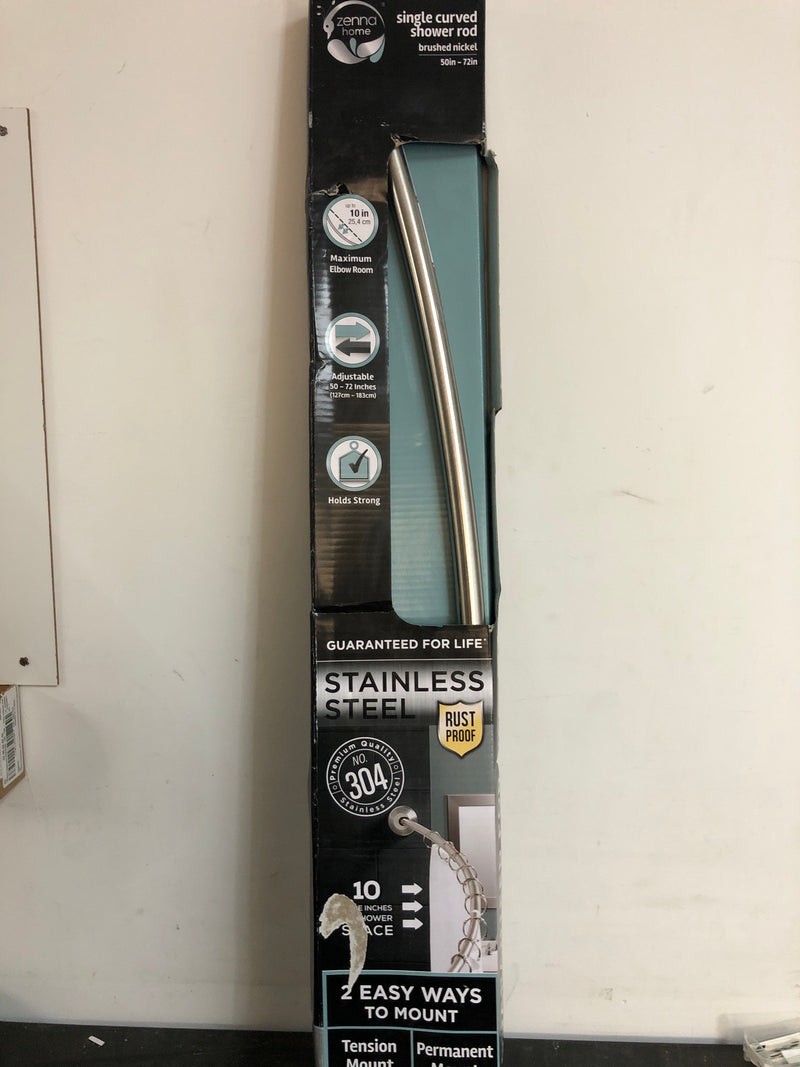 Zenna home 72S3STBNL 72 in. Rustproof High-Grade Stainless Steel Dual Mount Curved Shower Curtain Rod in Brushed Nickel