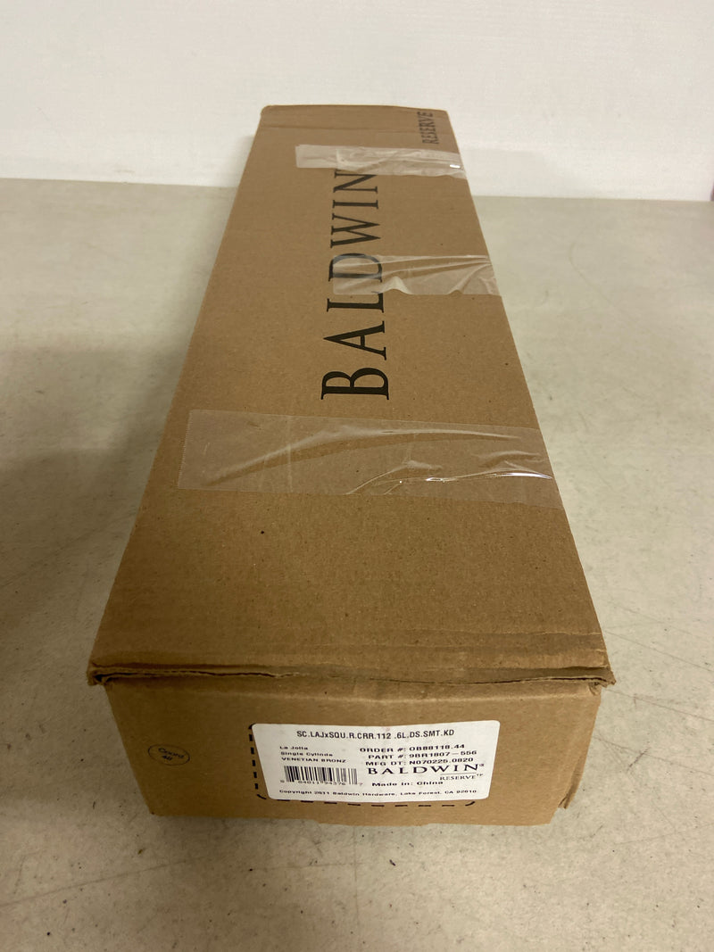 Baldwin SC.LAJXSQU.R.CRR.SMT La Jolla SmartKey Single Cylinder Keyed Entry Handleset with Square Lever and Contemporary Round Interior Trim from The Reserve Collection - Venetian Bronze