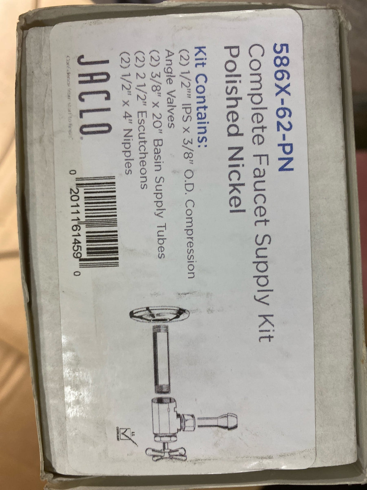 Jaclo 586X-62-PN 1/2" IPS x 3/8" OD Angle Bas Kit with CRS, Polished Nickel