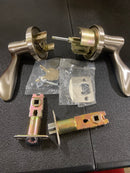 Emtek 512LUUS15RH Luzern Single Cylinder Keyed Entry Lever Set from the Brass Modern Collection - Satin Nickel Disk Rosette