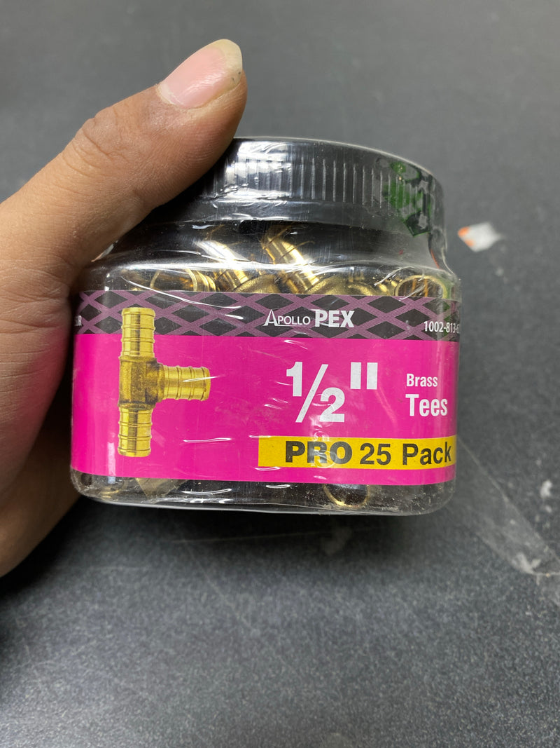 Apollo APXT1225JR 1/2 in. Brass PEX-B Barb Tee Pro Pack (25 Pack)