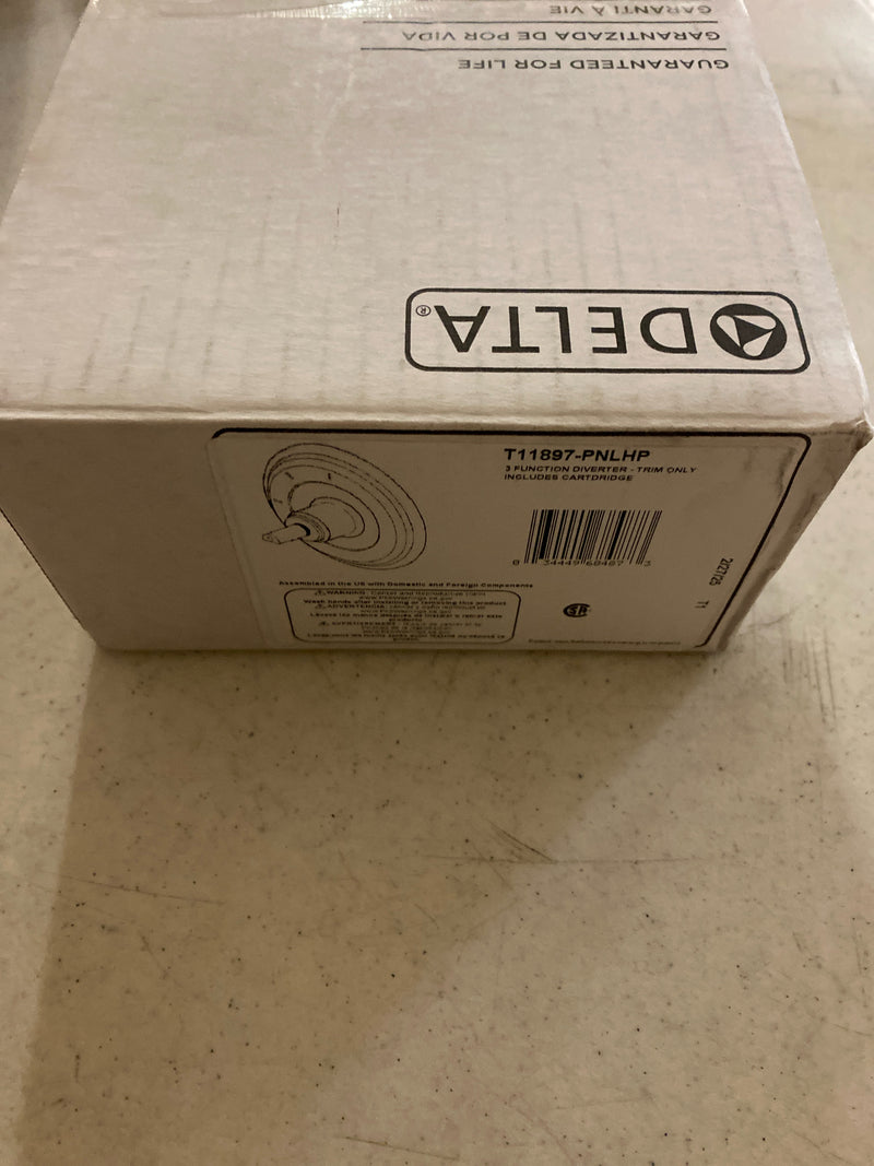 Delta T11897-PNLHP Cassidy Three Function Diverter Valve Trim Less Rough-In Valve and Handles - Two Independent Positions, One Shared Position - Brilliance Polished Nickel