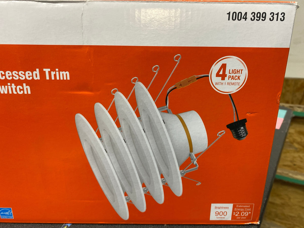 Commercial electric NS01RA13FR12592 5/6 in. Integrated LED White Canless Recessed Light Trim with Adjustable Color Temperature and Remote Control, (4-Pack)