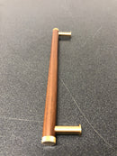 Century 18459B-4WAL Diamond Knurling X Wood 7-9/16 Inch Center to Center Bar Cabinet Pull - Satin Brass / Walnut
