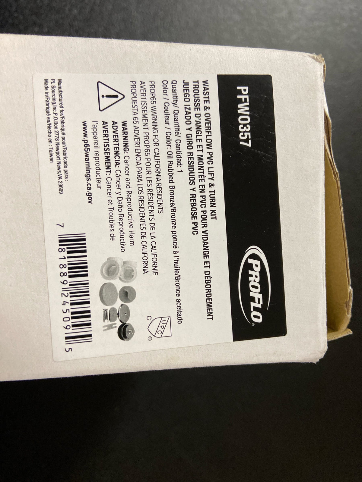 PROFLO PFWO357 1-1/2" Lift and Turn Tub Drain Kit - with Overflow - Oil Rubbed Bronze