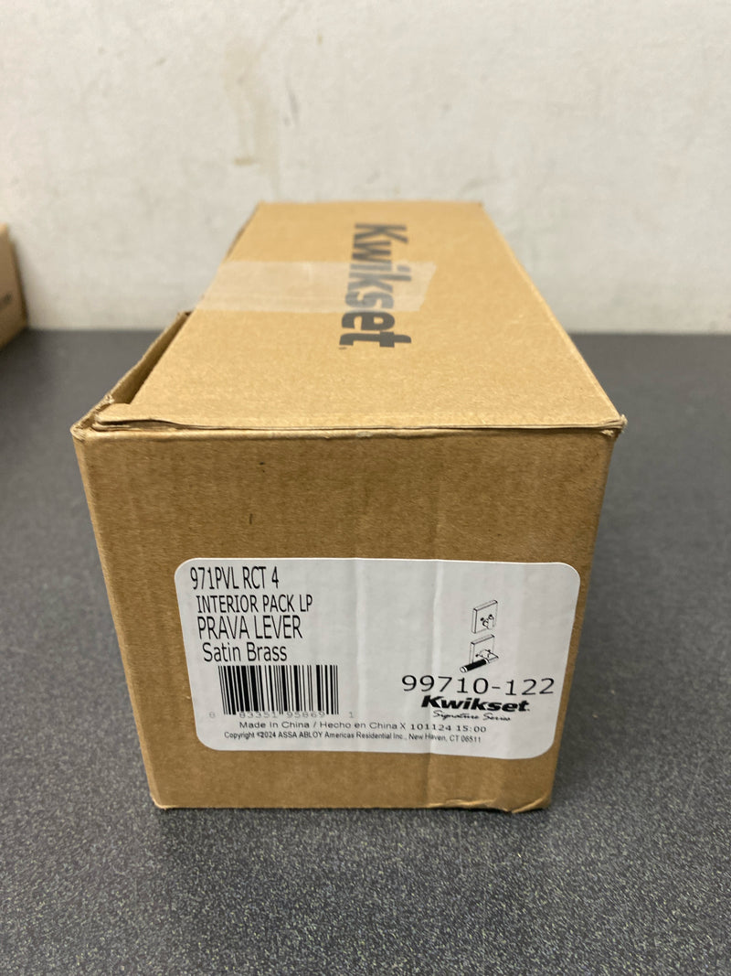 Kwikset 971PVLRCT-4 Prava Lever Keyed Entry Interior Pack with Rectangle Rose for Handlesets - Satin Brass