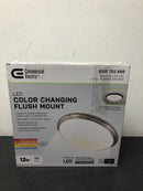 Commercial electric CA8aA018ER125 12 in. Light Brushed Nickel and Oil-Rubbed Bronze Adjustable CCT Integrated LED Flush Mount with Interchangeable Trim