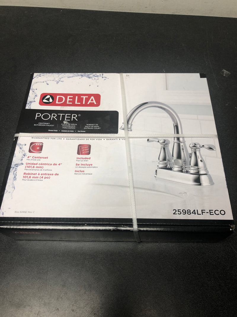 Delta 25984LF-ECO Porter 4 in. Centerset 2-Handle Bathroom Faucet in Chrome